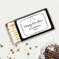 Happy New Year! Personalized Black & White Bow Matchboxes