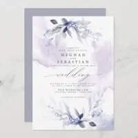 Wedding Rustic Watercolor Greenery Violet Invitation
