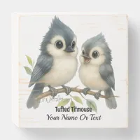 Bold Curious Tufted Titmouse Wooden Box Sign