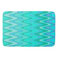 Modern zigzag pattern - waves in turquoise bath mat