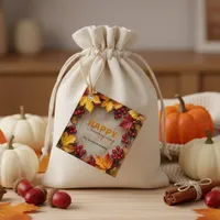 Elegant Rustic Autumn Wreath Thanksgiving Holiday Favor Tags