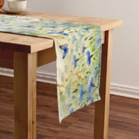 Watercolor Blue Floral Cornflower Germany | Short Table Runner