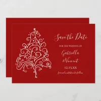 Red Christmas Tree Winter Wedding Save the Date Invitation