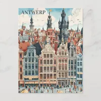 Antwerp Belgium Travel Postcard