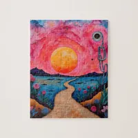 A Colorful Surreal Landscape Mixed Media Jigsaw Puzzle