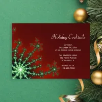 Red and Green Snowflake Holiday Cocktail Party Invitation