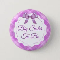 Purple Plaid and Bow Big Sister to be Button