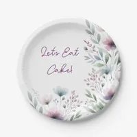 Let's Eat Cake! Pretty Botanical Wedding Cake Paper Plates