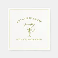"Tini Bit Longer" Dirty Martini Olive Bachelorette Napkins