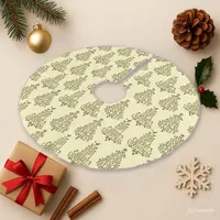 Elegant Cream Calligraphy Tree Star Pattern Brushed Polyester Tree Skirt