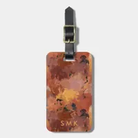 Chic Trendy Terracotta Rust Abstract Monogram Luggage Tag