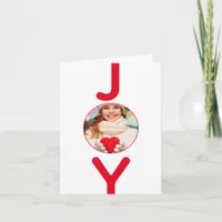 Christmas red white photo joy card