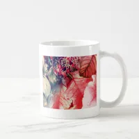 Poinsettia and Vintage Christmas Ornaments Digital Coffee Mug