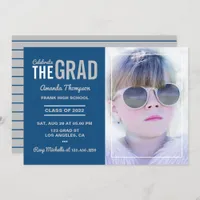 Blue and Silver Graduation Party Invitation