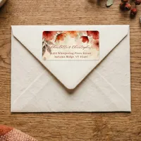 Boho Autumn Watercolor Floral Terracotta Wedding Label