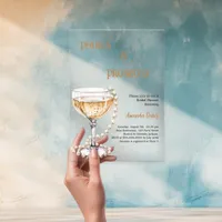 Pearls Prosecco Bridal Shower clear Acrylic Invitations