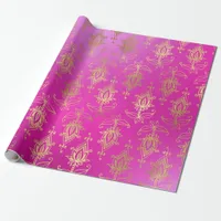 Pink and Gold Foil Arabian Bollywood Wrapping Paper