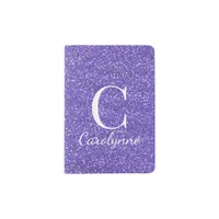 Girly Personalized Purple Faux Glitter Passport Holder