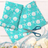 Starfish Sand Dollar Christmas Beach Aqua Blue Tissue Paper