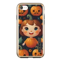 Festive Halloween Pumpkins and Florals Pattern Incipio DualPro Shine iPhone 8/7 Case