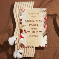 Beige Brown Modern Christmas Party Invitation