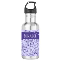 Custom Monochrome Purple Mandala Water Bottle