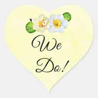 We Do, Yellow Daffodil Wedding Heart Sticker