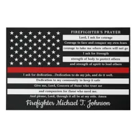 Firefighter's Prayer Personalized Thin Red Line Faux Canvas Print
