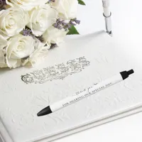 Black white script heart wedding thank you pen