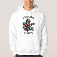 Cute Frog Playing a Guitar | Don't Worry, Be Hoppy Hoodie