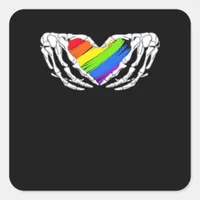 Pride - Pride Skeleton Hands With Heart 2 Classic Square Sticker