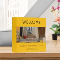 Rental house guest information photo QR yellow 3 Ring Binder