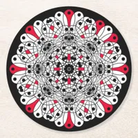 Red, Black and White Mandala  Coasters
