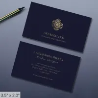 Luxury Navy Blue Gold Designer Business Card