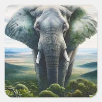 Cute Elephant Close up Square Sticker