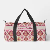 Boho Chic Pinkish Red and Gold Print Cut Sew Bag