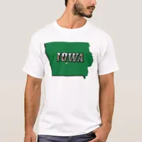 Iowa State Map Green Outline & Photo Text Unisex T-Shirt