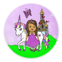 Purple Princess and Unicorn Ceramic Knob