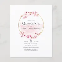 Geometric Pink Spring Cherry Blossom Quinceañera  Flyer