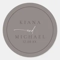 Chic Neutrals Wedding Warm Gray ID1020 Classic Round Sticker