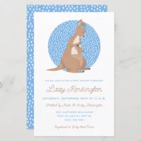 Budget Blue Kangaroo Boy Baby Shower Invitation