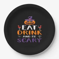 Eat Drink And Be Scary Halloween Party Witch Drink Paper Plates