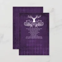 Purple Rustic Antler Deer Winter Woodland Wedding Enclosure Card