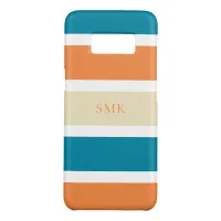 Modern Orange Teal Blue Wide Stripes Monogram Case-Mate Samsung Galaxy S8 Case