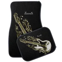 Golden Guitar Plays Timeless Rhythm Car Floor Mat