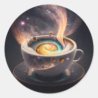 Cosmic Sips: Celestial Journey through the Galaxy Classic Round Sticker