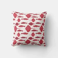 Fish Varieties Red and White Illustrated Throw Pillow