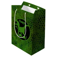 Green Dinosaur Hide Happy Birthday! Medium Gift Bag