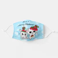 Have a Meowy Christmas, Cute cartoon Cat and Mouse Adult Cloth Face Mask