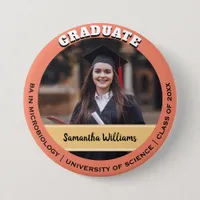 Peach Custom Class of Graduate Photo Graduation Button